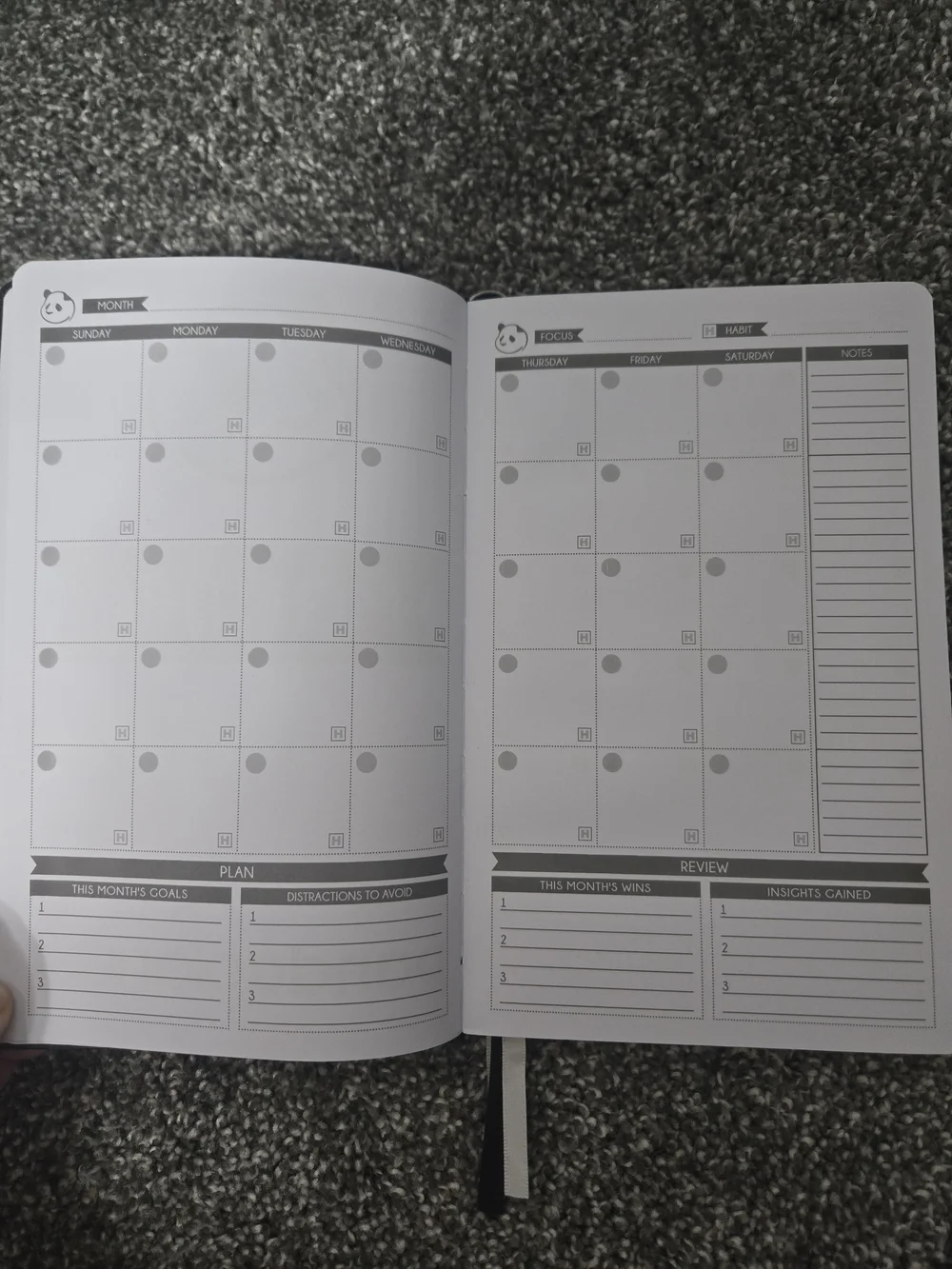 Blank Monthly And Daily Panda Planner Notebook